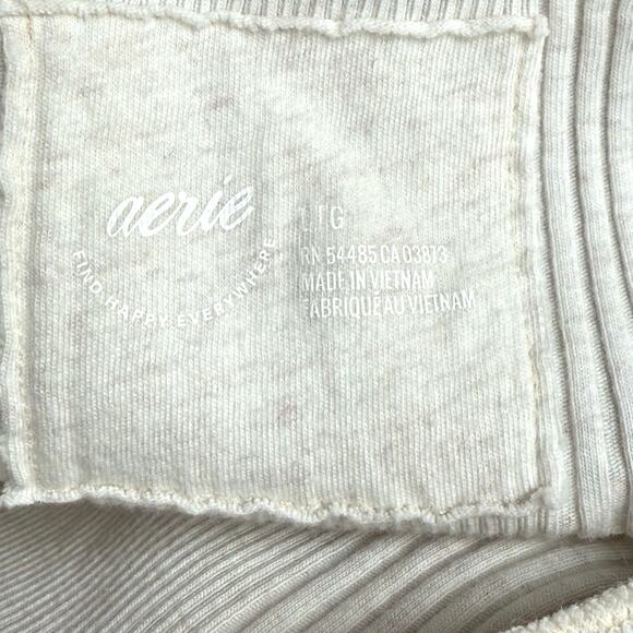 Aerie Long Sleeve Ribbed Knit Henley Top L Cream Casual Layer Bella Y2K Style - Picture 3 of 13